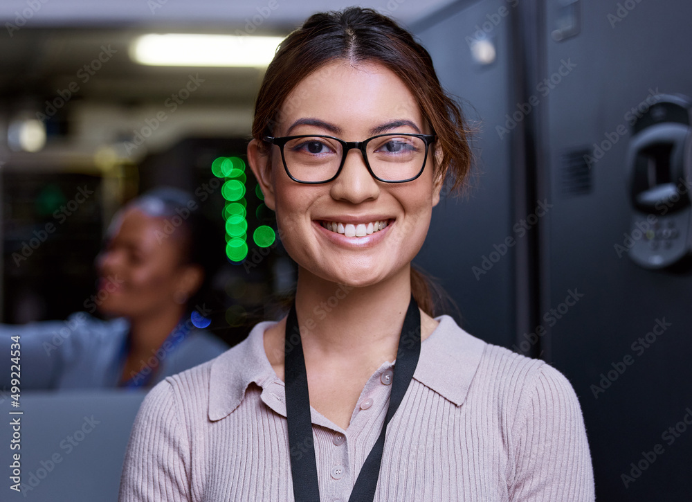 Poster trust me, your severs are in good hands. cropped portrait of an attractive young female programmer w
