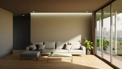 Modern contemporary living room interior. 3d realistic rendering