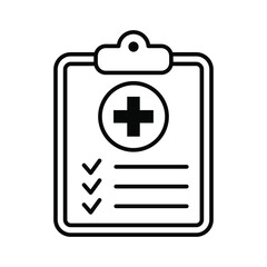 Medical checklist icon, medical report line vector icon.