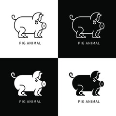 Livestock Animal Character Symbol Vector. Pig Icon Cartoon Logo
