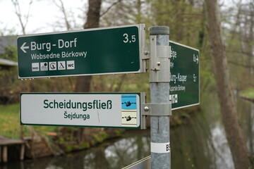 Wegweiser im Spreewald in Brandenburg