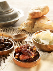 Palm dates and Ramadan appetizers for fasting