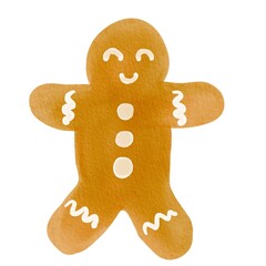 Watercolor gingerbread men. Watercolor Christmas clipart. Sublimation Christmas. Holidays sticker and greeting card design element