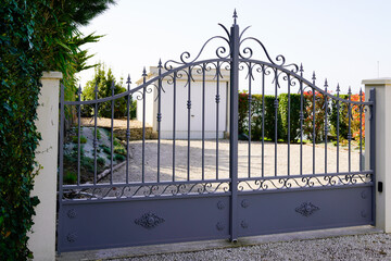 portal classic steel aluminum grey metal gate and door home access garden house
