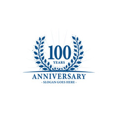 100 years celebrating anniversary logo. 100th years anniversary design template. Vector and illustration.
