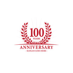 100 years celebrating anniversary logo. 100th years anniversary design template. Vector and illustration.
