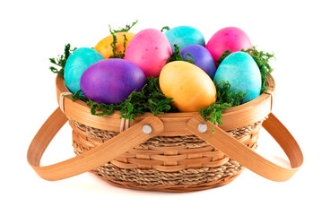 A Basket Full of Colorful Solid Easter Eggs