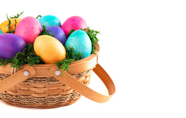 A Basket Full of Colorful Solid Easter Eggs