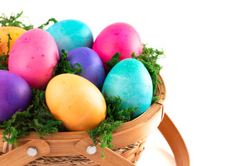 A Basket Full of Colorful Solid Easter Eggs
