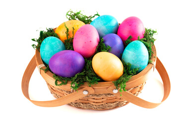 A Basket Full of Colorful Solid Easter Eggs
