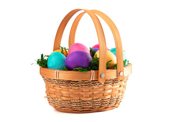 A Basket Full of Colorful Solid Easter Eggs