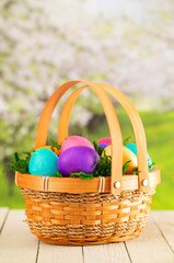 A Basket Full of Colorful Solid Easter Eggs