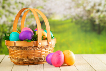 A Basket Full of Colorful Solid Easter Eggs