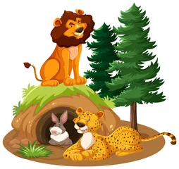 Wild animals cartoon character with burrow © blueringmedia