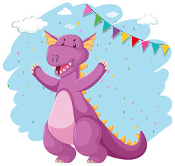 Cute purple dragon cartoon character