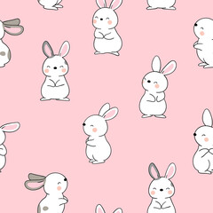 Obraz na płótnie Canvas Seamless pattern background cute bunny for Easter and spring Doodle cartoon style