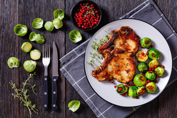bone in loin chops with brussel sprouts