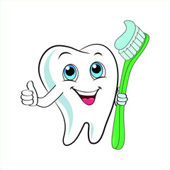 tooth with toothbrush