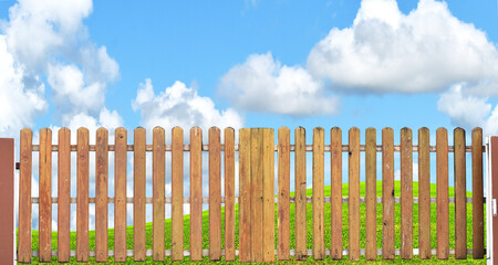 Fototapeta premium white fence and blue sky