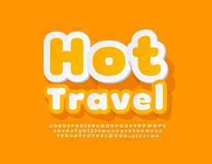 Vector creative Rmblem Hot Travel. Sunny Yellow Font. Modern set of Alphabet Letters and Numbers
