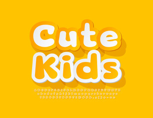 Vector sunny poster Cute Kids with playful Font. Funny style Alphabet Letters, Numbers and Symbols set