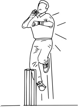 Outline sketch drawing of legend fast bowler of south africa action, Fast bowling Images, Stock Photos & Vectors