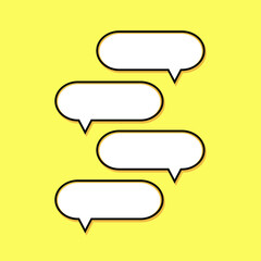 cartoon speech bubbles on yellow background Different doodle forms for your text, dialogs icon vector Blank with text place. chat icon drawn shapes isolated hand drawn speech bubbles isolated. 