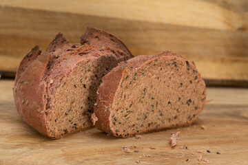 Small round sourdough bread with beetroot, bought at farmers market on Gran Canaria
