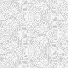 Vintage embossed white background, cover design. Geometric minimalistic 3D pattern, ethnic texture. Creativity of the peoples of the East, Asia, India, Mexico, Aztecs, Peru in the art deco style.