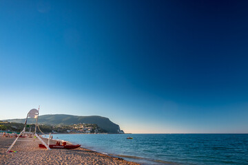 Lifeguard equipment in the beach of Numana, Ancona