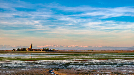 Fototapeta premium Sanctuary of Barbana in the lagoon of Grado, Italy
