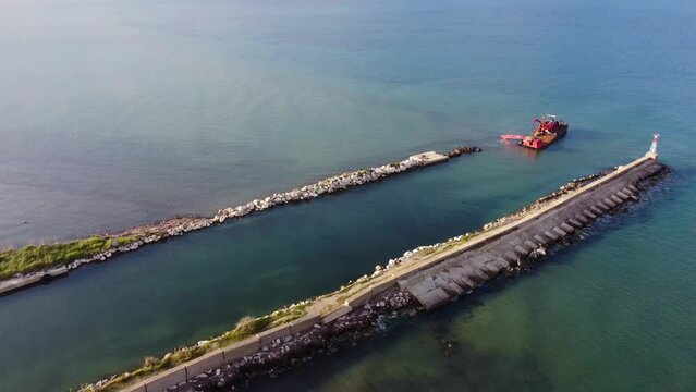 Spectacular aerial view flight slowly sinking down drone footage
natural golden sand Bouka Beach at Corfu Greece is a untouched nature travel paradis 4k Cinematic view above by Philipp Marnitz 2022