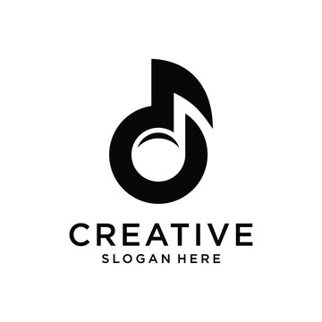 Flat music notes vector logo design template
