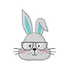 Cute rabbit in glasses. Little bunny in cartoon style. Vector illustration.
