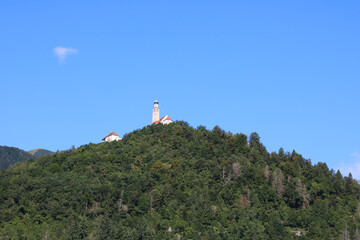 Little Church of Saint Peter on the hill called SAN PIETRO IN CARNIA in Italy