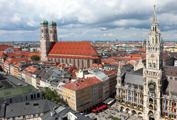Fototapeta na wymiar Scenic panoramic view of Munich City in Germany