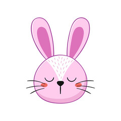 Cute pink rabbit. Little bunny in cartoon style. Vector illustration.