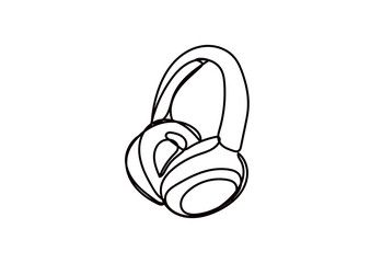 headphones on a white background , continuous line drawing, vector design