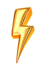 Golden thunderbolt, flash of lightning symbol isolated on white