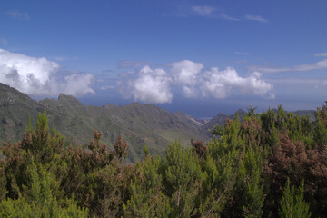 Tenerife, landscape of the north east part of the island from around Mirador De Jardina viewpoint 
