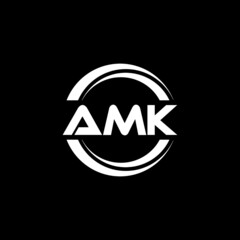 AMK letter logo design with black background in illustrator, vector logo modern alphabet font overlap style. calligraphy designs for logo, Poster, Invitation, etc.