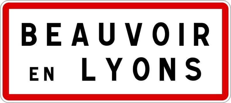 Panneau entrée ville agglomération Beauvoir-en-Lyons / Town entrance sign Beauvoir-en-Lyons