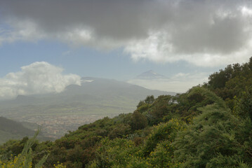 Tenerife, landscape of the north east part of the island from around Mirador De Jardina viewpoint 
