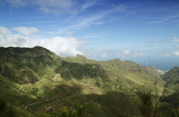 Tenerife, landscape of the north east part of the island from around Mirador De Jardina viewpoint 
