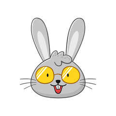 Cute rabbit in glasses. Little bunny in cartoon style. Vector illustration.