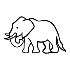 Hand drawing style of elephant line art icon vector. Suitable for wild life, Animal or zoo icon, sign, symbol cartoon or character.