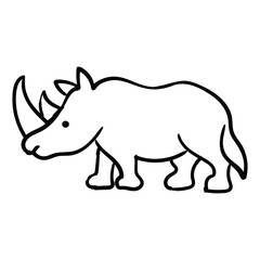 Obraz na płótnie Canvas Hand drawing style of rhinoceros line art icon vector. Suitable for wild life, Animal or zoo icon, sign, symbol cartoon or character.