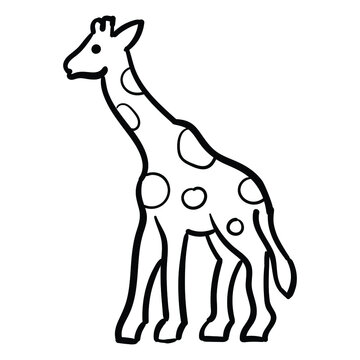 Hand drawing style of  giraffe line art icon vector. Suitable for wild life, Animal or zoo icon, sign, symbol cartoon or character.