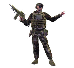 Fototapeta premium soldier in uniform with rifle