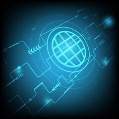 2d illustration Abstract futuristic electronic circuit technology background